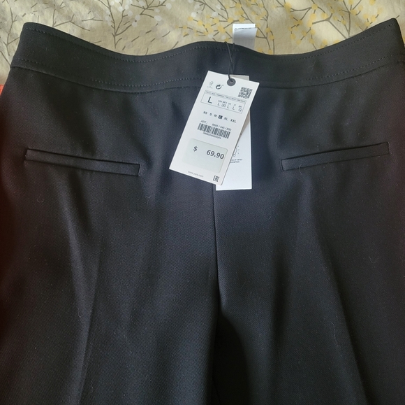 NWT Zara slight stretch flared black trousers pants with hidden side zipper - Picture 4 of 9